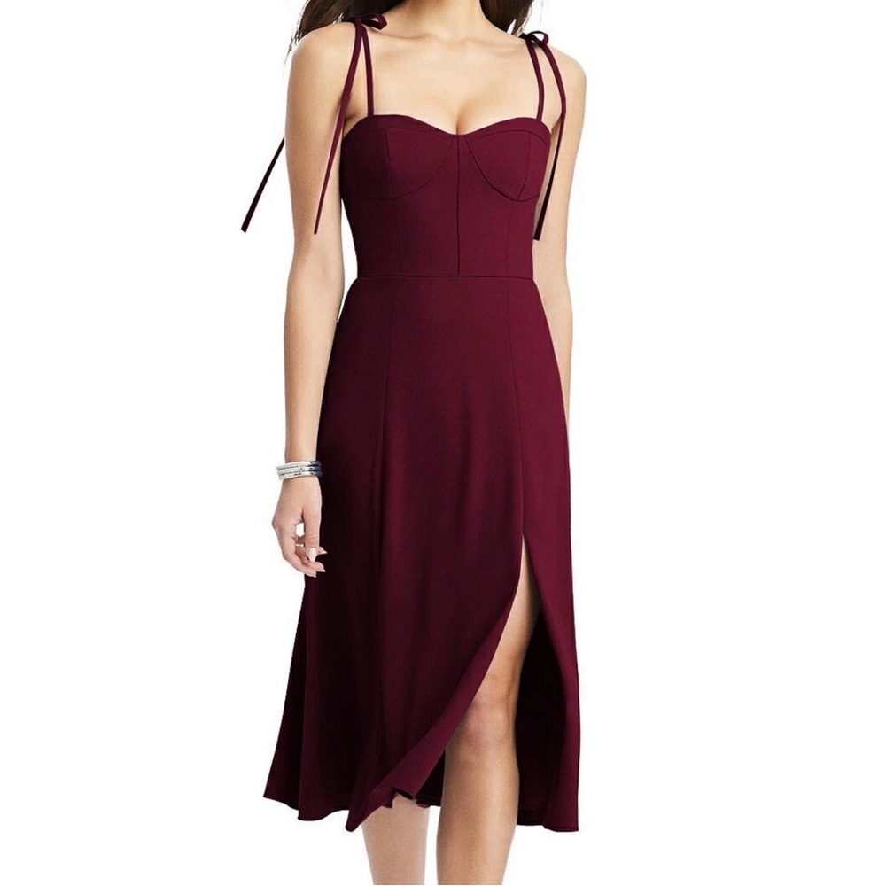 Dessy Collection 3069 Burgundy Midi Dress